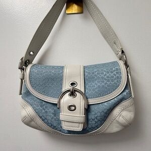 Coach Blue and Cream Shoulder Bag